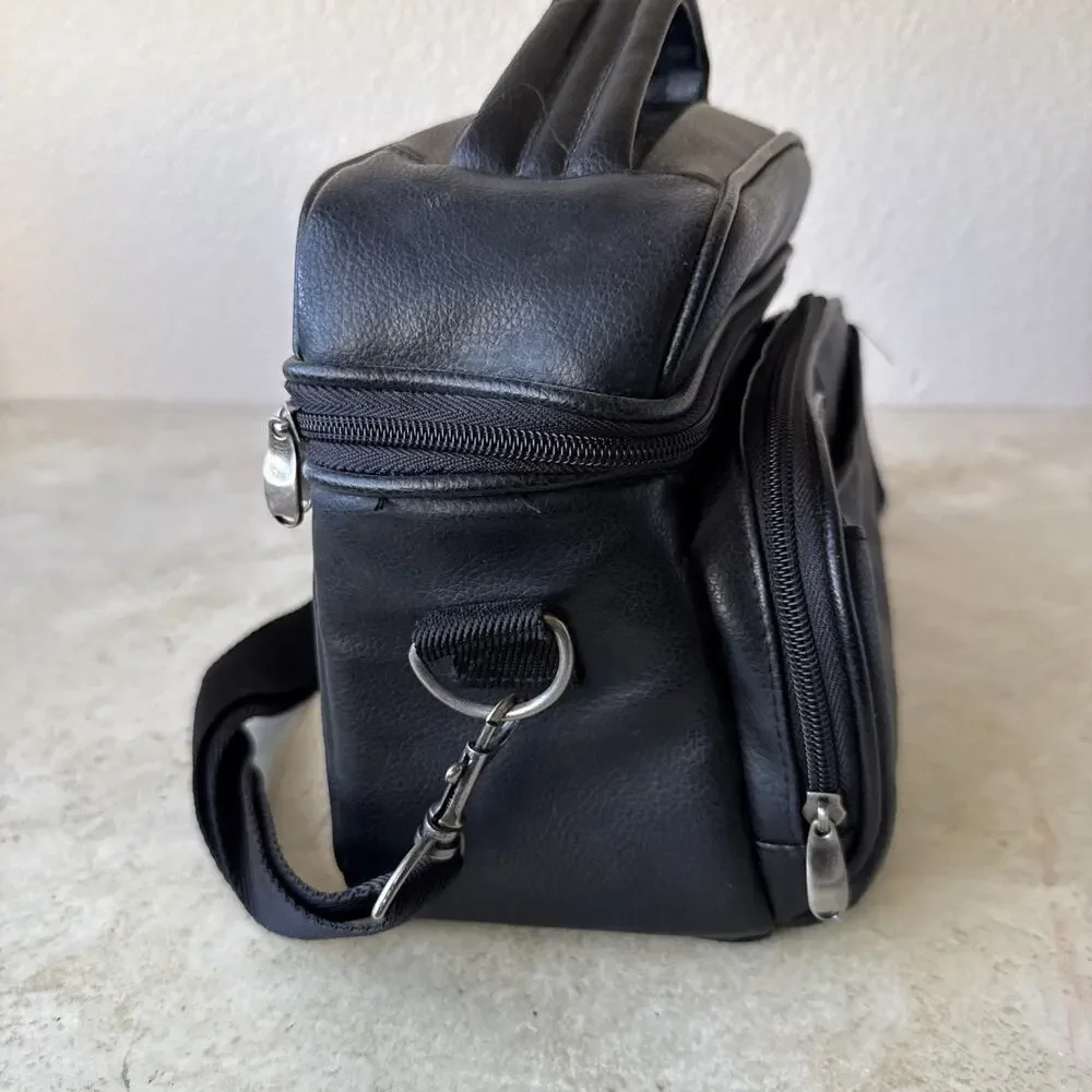 ICON Faux Leather Camera Bag Detachable Adjustable Shoulder Strap Storage Divide